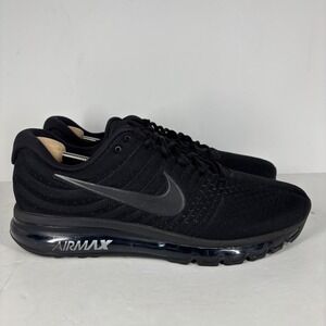 Nike Air Max 2017 Triple Black Running Shoes Sneakers Mens Size 13